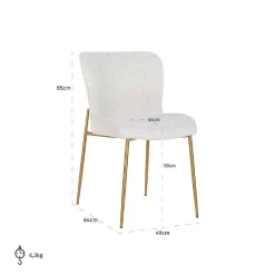 Chaise Odessa blanc Bouclé / brossé or (Copenhagen 900 Bouclé blanc)