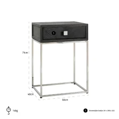 Chevet Blackbone silver 1-tiroir