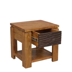 Chevet bois sculpté bicolore 1T | Acacia Maya