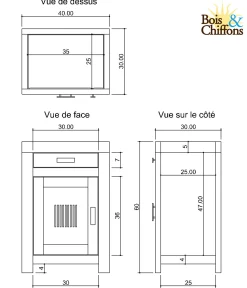 Chevet strié bois - Charnière droite | Acacia Ramani