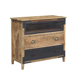 Commode 3 Tiroirs bois brut et métal | Manguier Farm