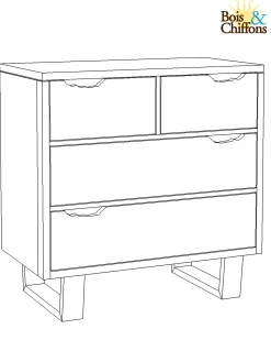 Commode 4 tiroirs en acacia massif | Acacia Forest