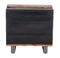 Commode 3 tiroirs en bois massif acacia - Black