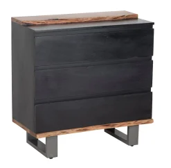 Commode 3 tiroirs en bois massif acacia - Black