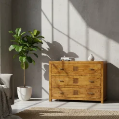 Commode bois massif strié | Acacia Ramani