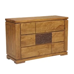 Commode bois sculpté bicolore | Acacia Maya