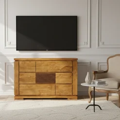 Commode bois sculpté bicolore | Acacia Maya