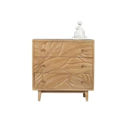 Commode sculptée 3 tiroirs en bois massif manguier - Floria