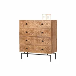 Commode sculptée 4 tiroirs en bois manguier massif - Sculture