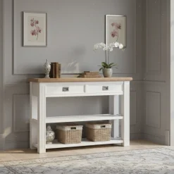 Console 2 tiroirs "Chêne et Pin Romance"