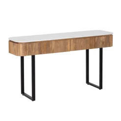 Console 2 tiroirs plateau marbre blanc | Manguier Kfir II