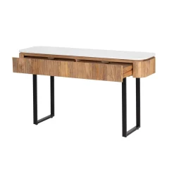 Console 2 tiroirs plateau marbre blanc | Manguier Kfir II