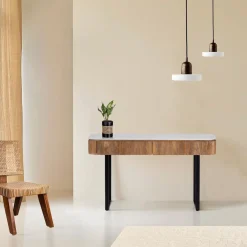 Console 2 tiroirs plateau marbre blanc | Manguier Kfir II