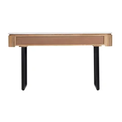 Console 2 tiroirs plateau marbre blanc | Manguier Kfir II