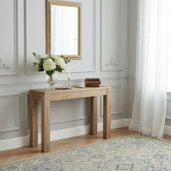 Console bois nature plateau cannage | Acacia Tatoo II