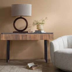 Console bois plateau marbre noir | Manguier Kfir