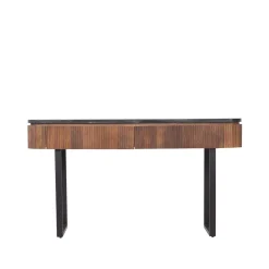 Console bois plateau marbre noir | Manguier Kfir