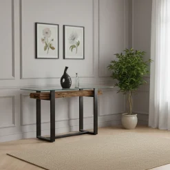 Console bois recyclé et métal | Bois recyclé Sufa