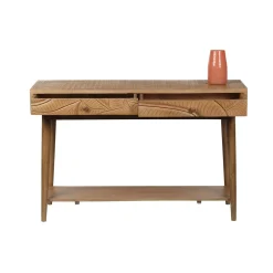 Console sculptée 2 tiroirs en bois massif manguier - Floria