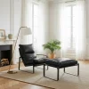 Damo black pouf | Leather