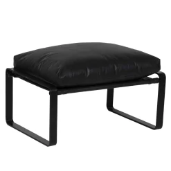 Damo black pouf | Leather