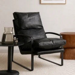 Damo Fauteuil Noir | Leather