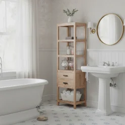 Etagere colonne 2 tiroirs | Acacia Harpley