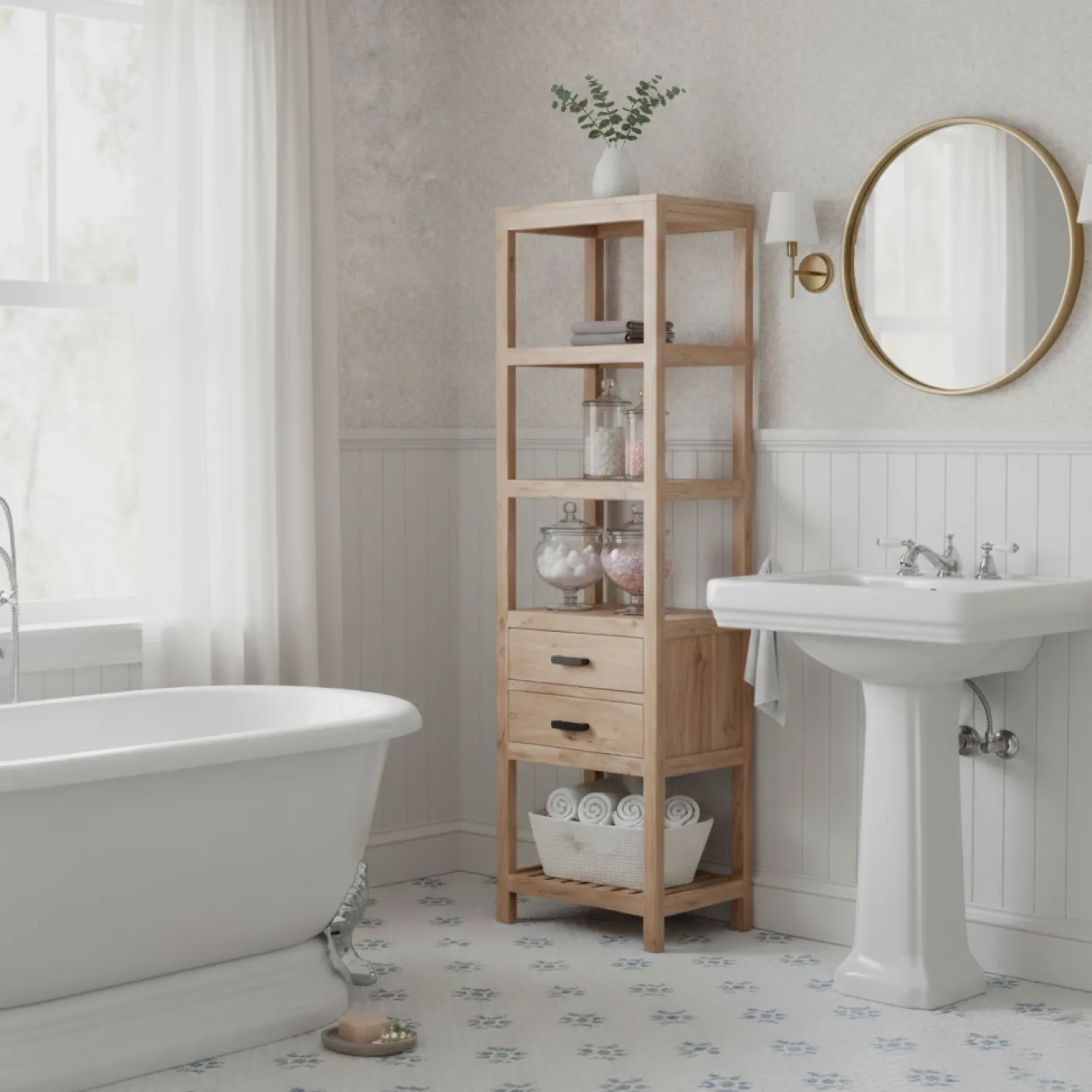 Etagere colonne 2 tiroirs | Acacia Harpley