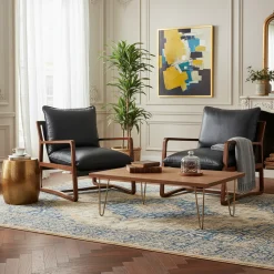 Fauteuil Cuir Noir | Lucca