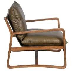 Fauteuil Cuir vert Olive | Lucca