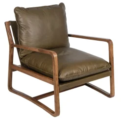 Fauteuil Cuir vert Olive | Lucca