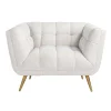 Fauteuil Huxley blanc Bouclé / brossé or (Copenhagen 900 Bouclé blanc)