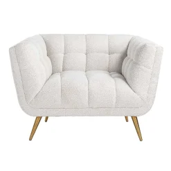 Fauteuil Huxley blanc Bouclé / brossé or (Copenhagen 900 Bouclé blanc)