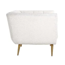 Fauteuil Huxley blanc Bouclé / brossé or (Copenhagen 900 Bouclé blanc)