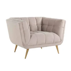 Fauteuil Huxley Khaki velours / brossé or (Quartz Khaki 903)