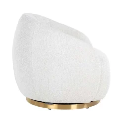 Fauteuil Jago blanc Bouclé / brossé or (Copenhagen 900 Bouclé blanc)