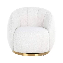 Fauteuil Jago blanc Bouclé / brossé or (Copenhagen 900 Bouclé blanc)