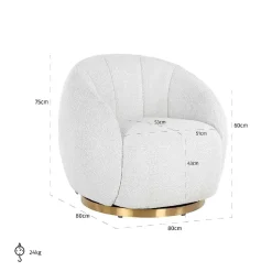 Fauteuil Jago blanc Bouclé / brossé or (Copenhagen 900 Bouclé blanc)