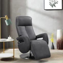 Fauteuil relax électrique cuir Grecia Gris foncé