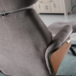 Fauteuil relax manuel bois microfibre Osaka Bleu foncé