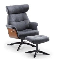 Fauteuil relax manuel bois microfibre Osaka Bleu foncé