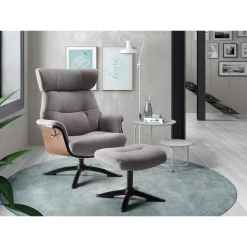 Fauteuil relax manuel bois microfibre Osaka Bleu foncé