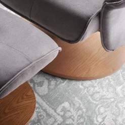 Fauteuil relax manuel bois microfibre Osaka Bleu foncé