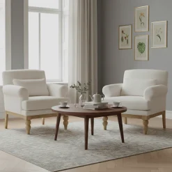 Fauteuil tissu bouclette blanc | Teddy