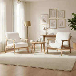 Fauteuil tissu bouclette blanc | Jade