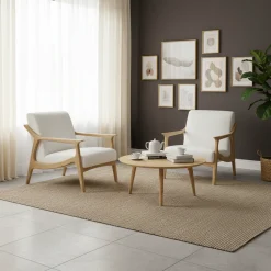Fauteuil tissu bouclette blanc | Jade