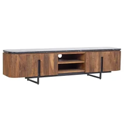 Grand meuble TV plateau marbre noir | Manguier Kfir