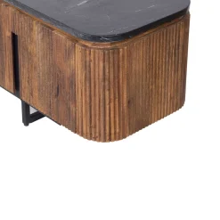 Grand meuble TV plateau marbre noir | Manguier Kfir
