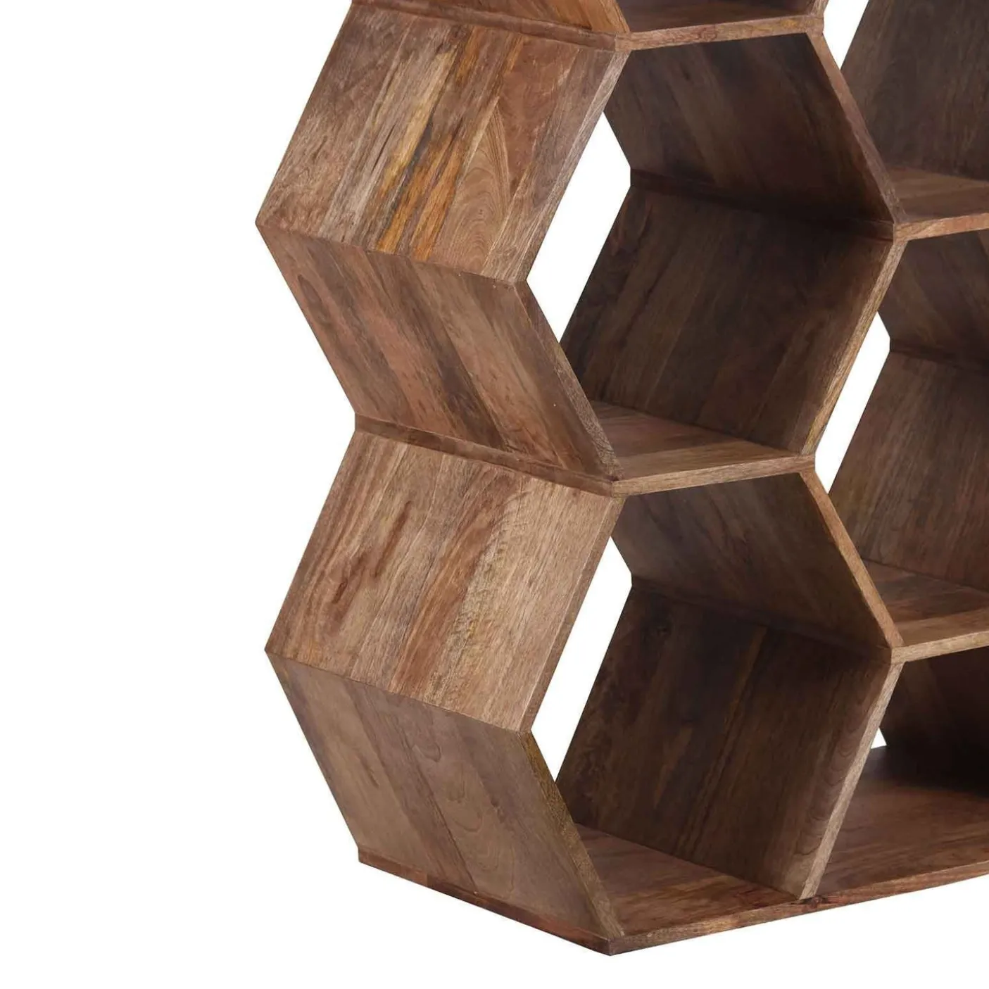 Grande étagère hexagonale | Bois de manguier
