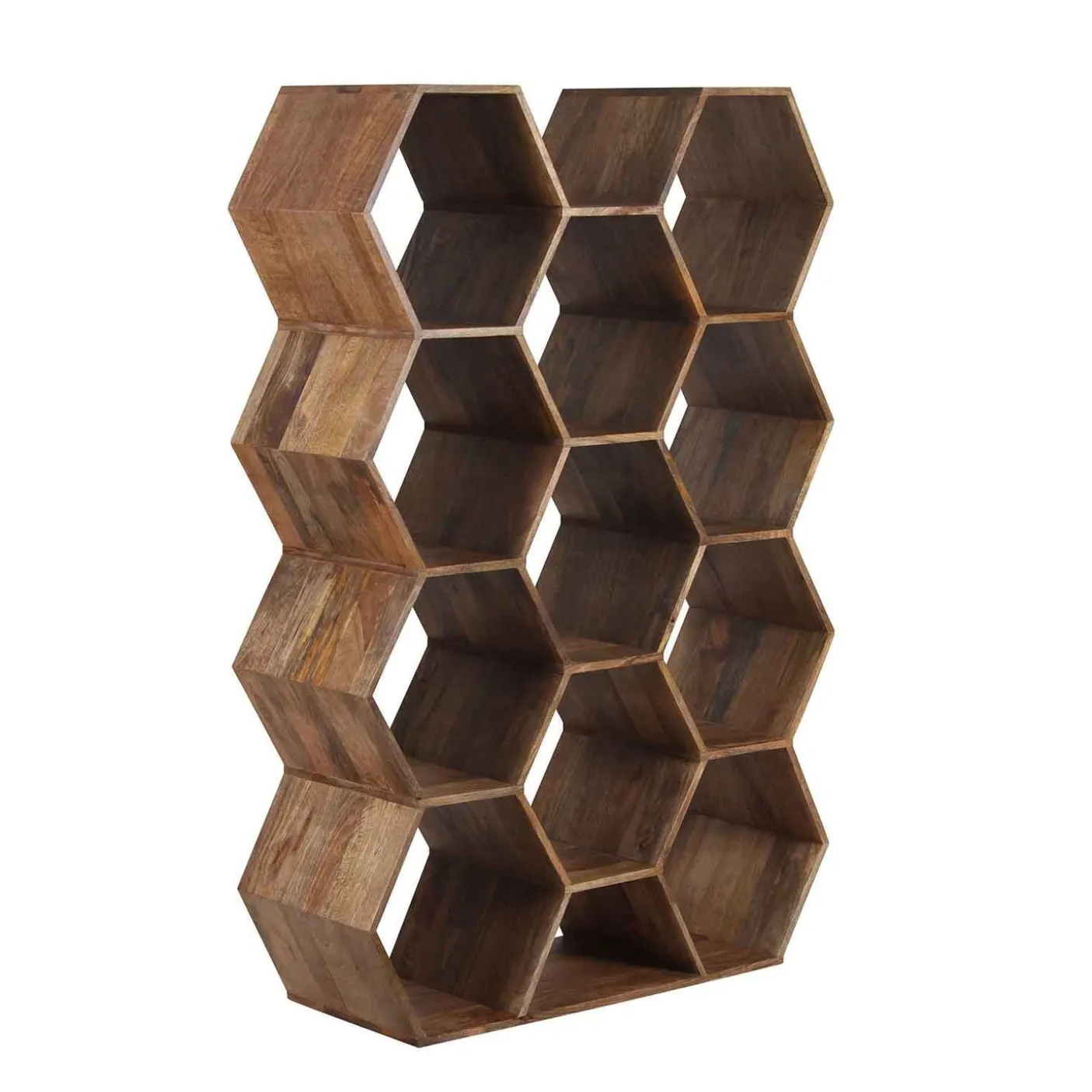 Grande étagère hexagonale | Bois de manguier